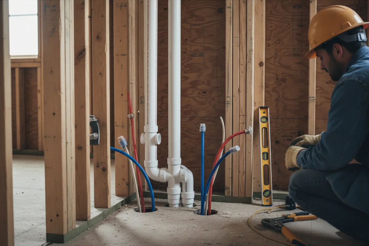 Drain and supply rough-in during Toilet Repair and Installation in Landisville